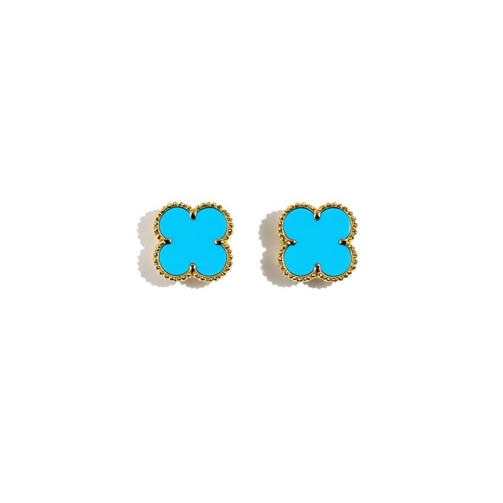 Clover Blue and Gold Clover Earrings